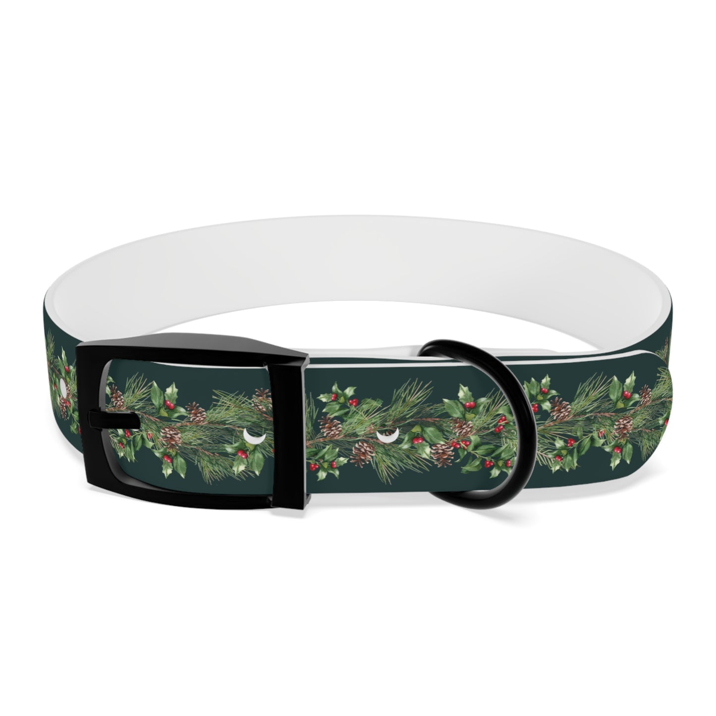 Winter Holly Berry Pinecone Dog Collar