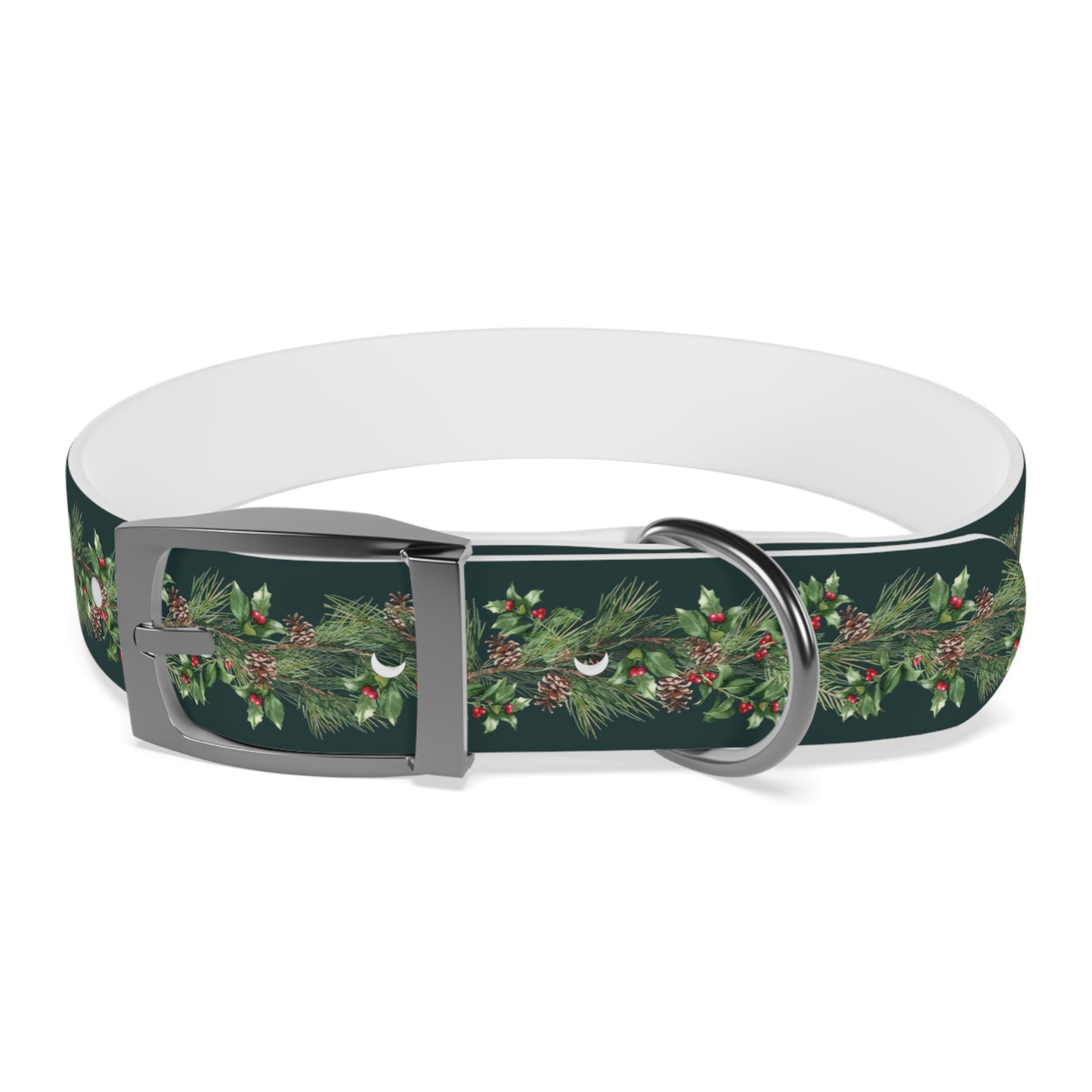 Winter Holly Berry Pinecone Dog Collar