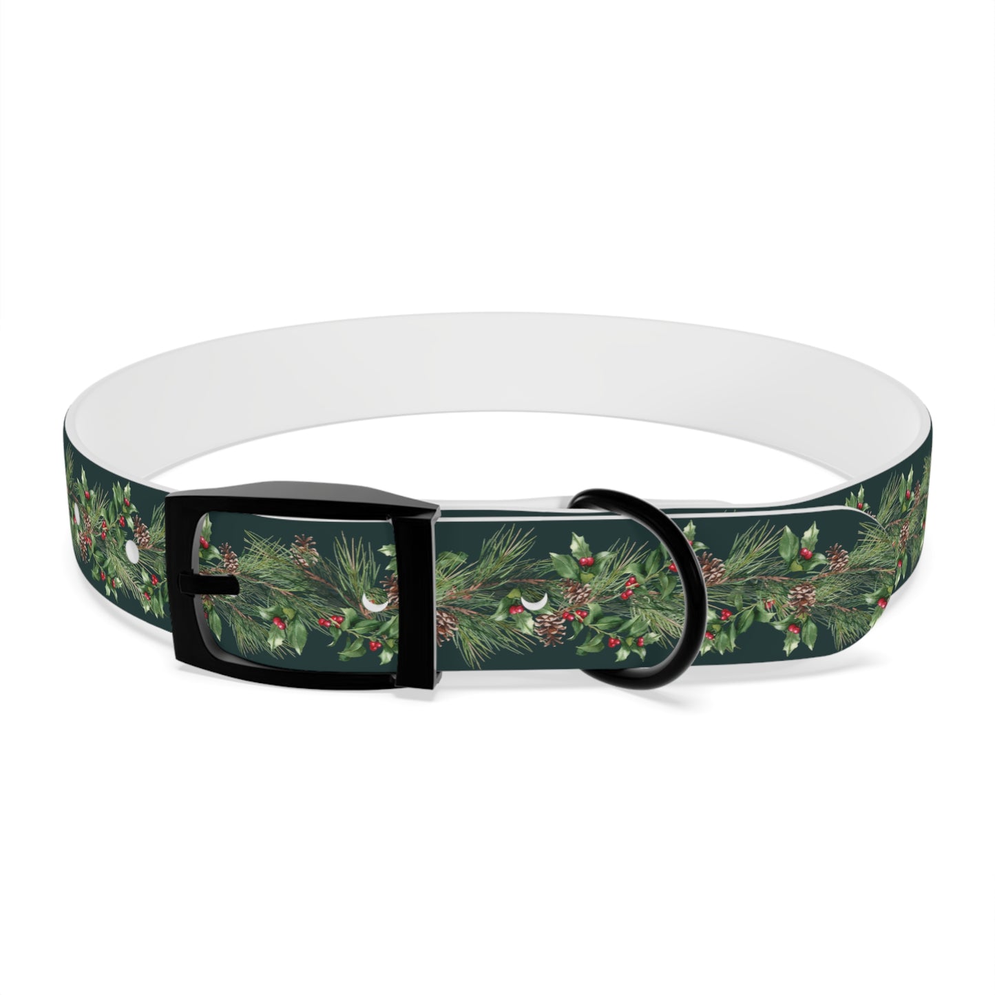 Winter Holly Berry Pinecone Dog Collar