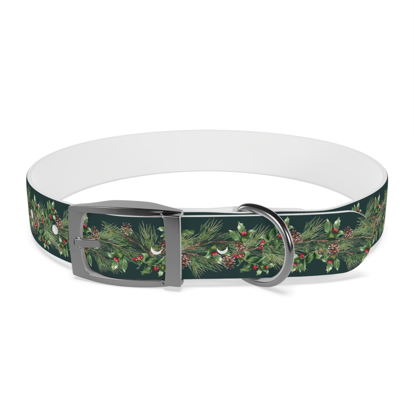 Winter Holly Berry Pinecone Dog Collar