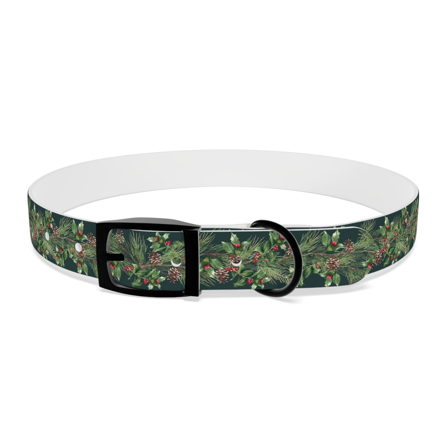 Winter Holly Berry Pinecone Dog Collar