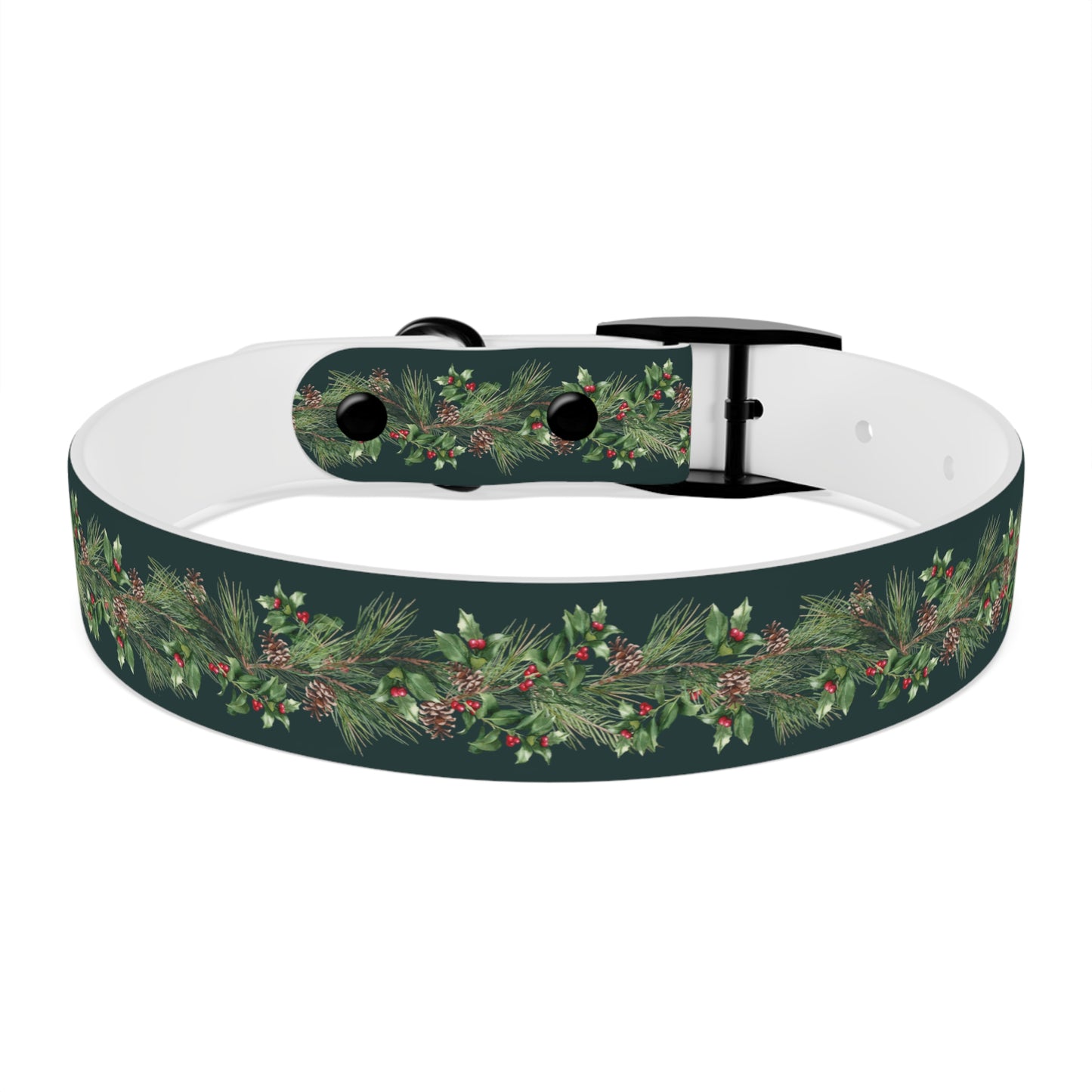 Winter Holly Berry Pinecone Dog Collar