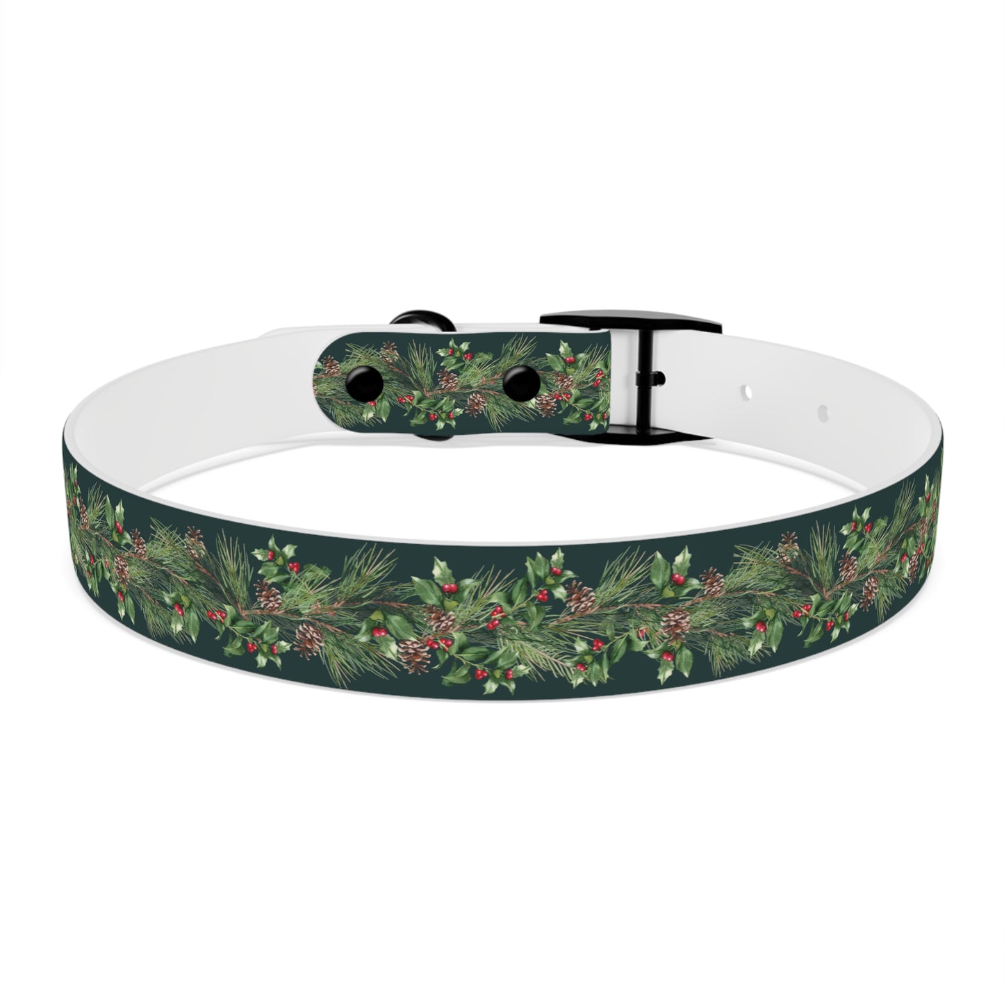 Winter Holly Berry Pinecone Dog Collar