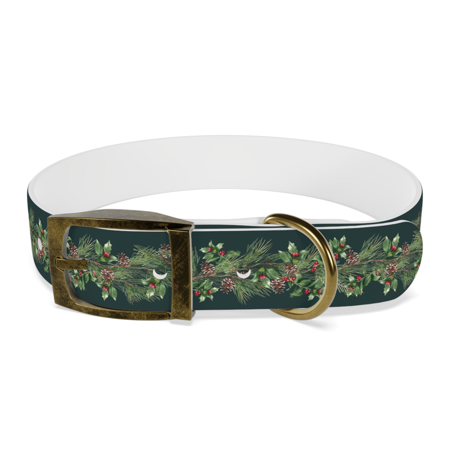 Winter Holly Berry Pinecone Dog Collar