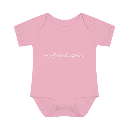 My First Christmas Short Sleeve Onesie Infant Baby Rib Bodysuit