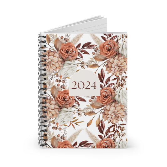 2024 Floral Spiral Notebook - Ruled Line