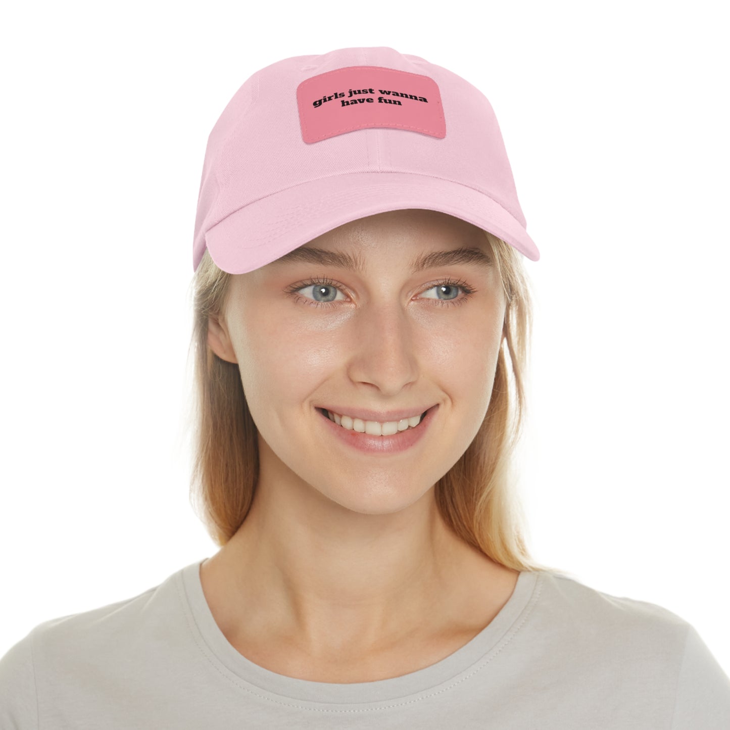 Girls Just Wanna Have Fun Hat with Leather Patch (Rectangle)