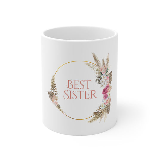 Best Sister Floral Ceramic Mug 11oz