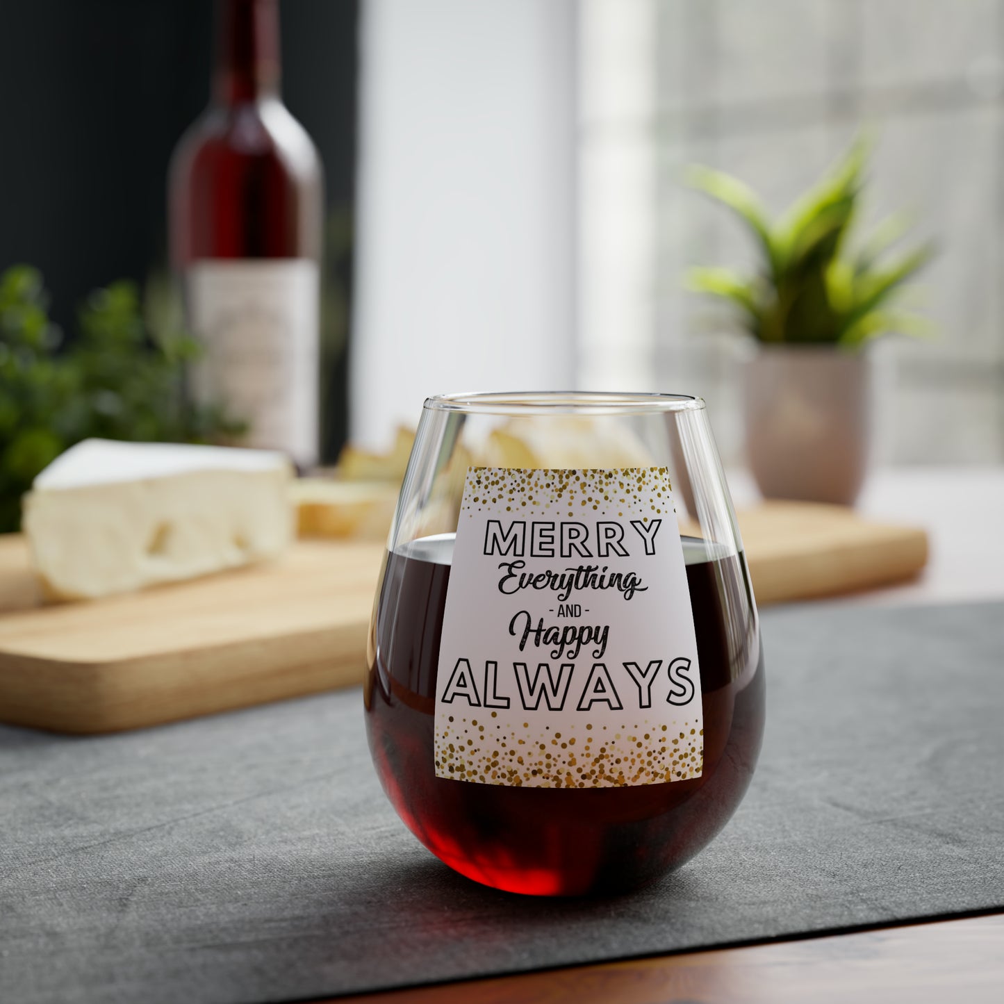 Merry Everything Christmas Holiday Stemless Wine Glass, 11.75oz