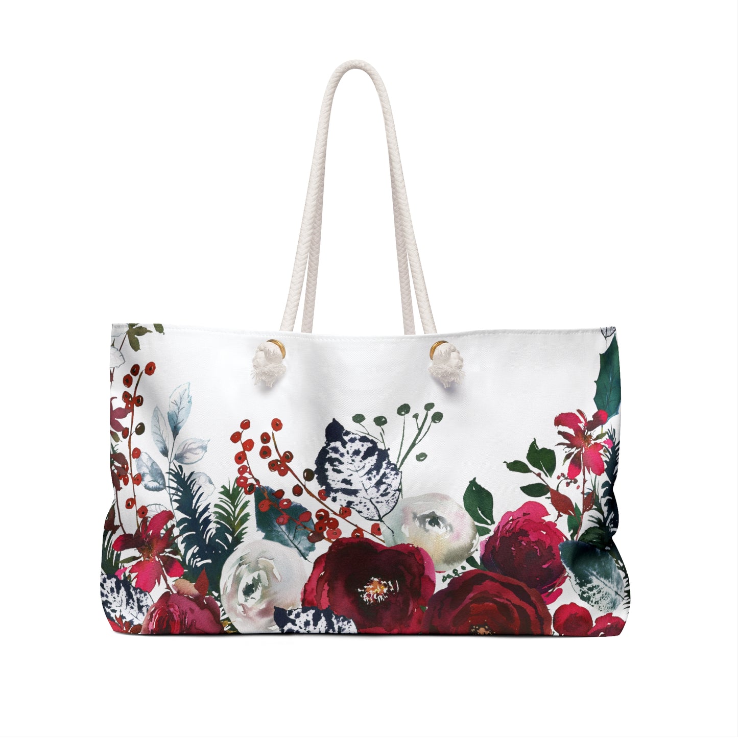 Winter Floral All Over Pattern Weekender Bag