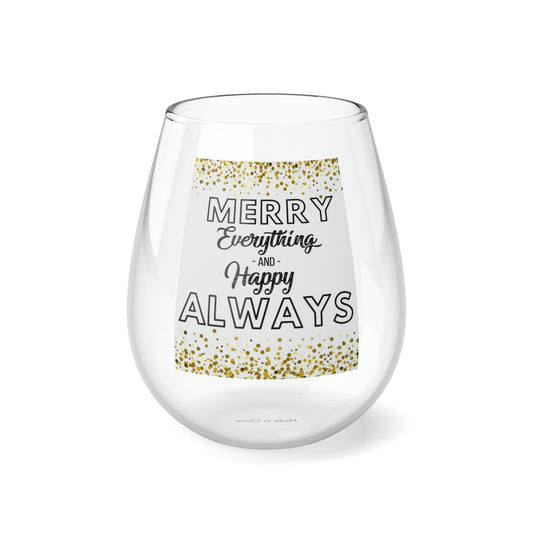 Merry Everything Christmas Holiday Stemless Wine Glass, 11.75oz