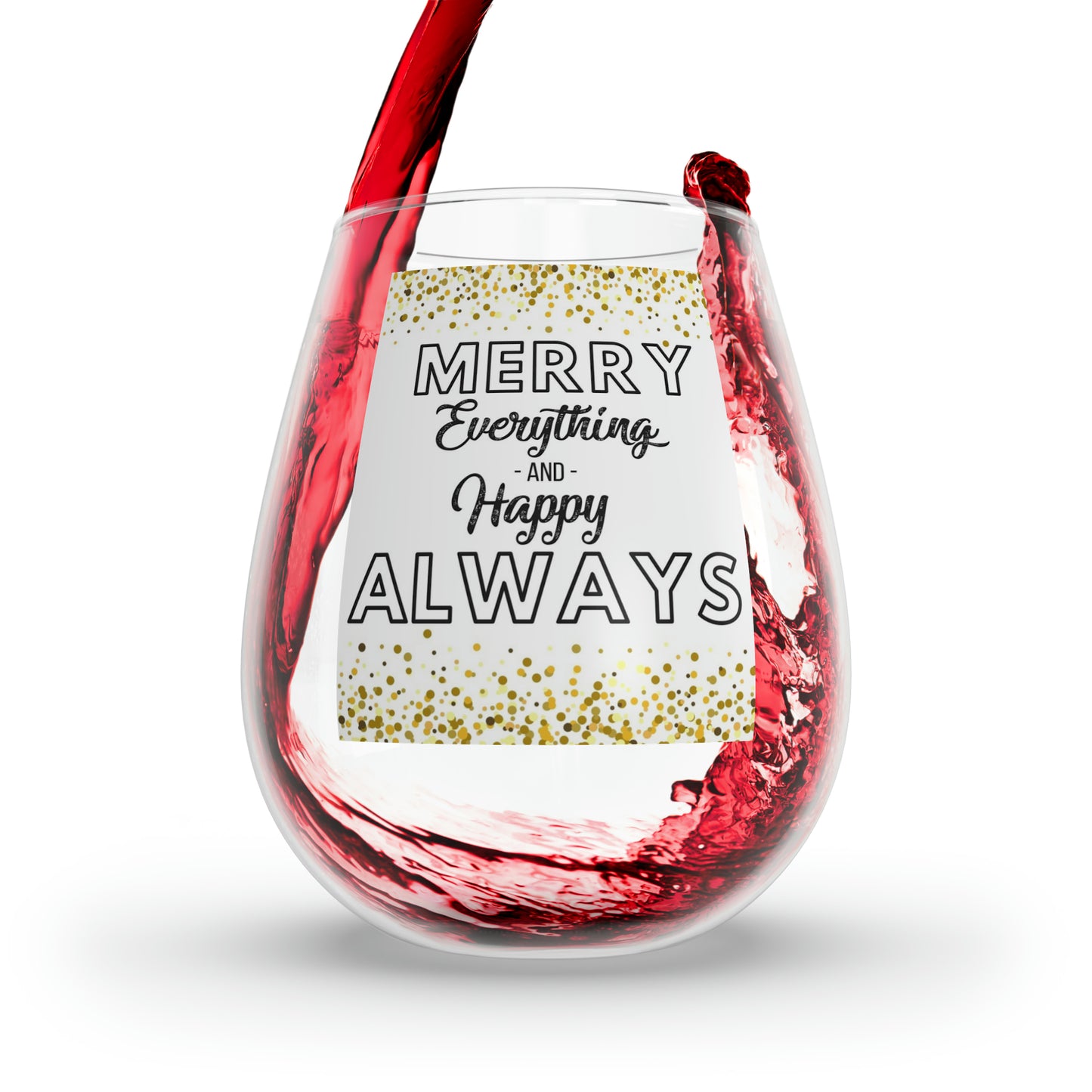 Merry Everything Christmas Holiday Stemless Wine Glass, 11.75oz