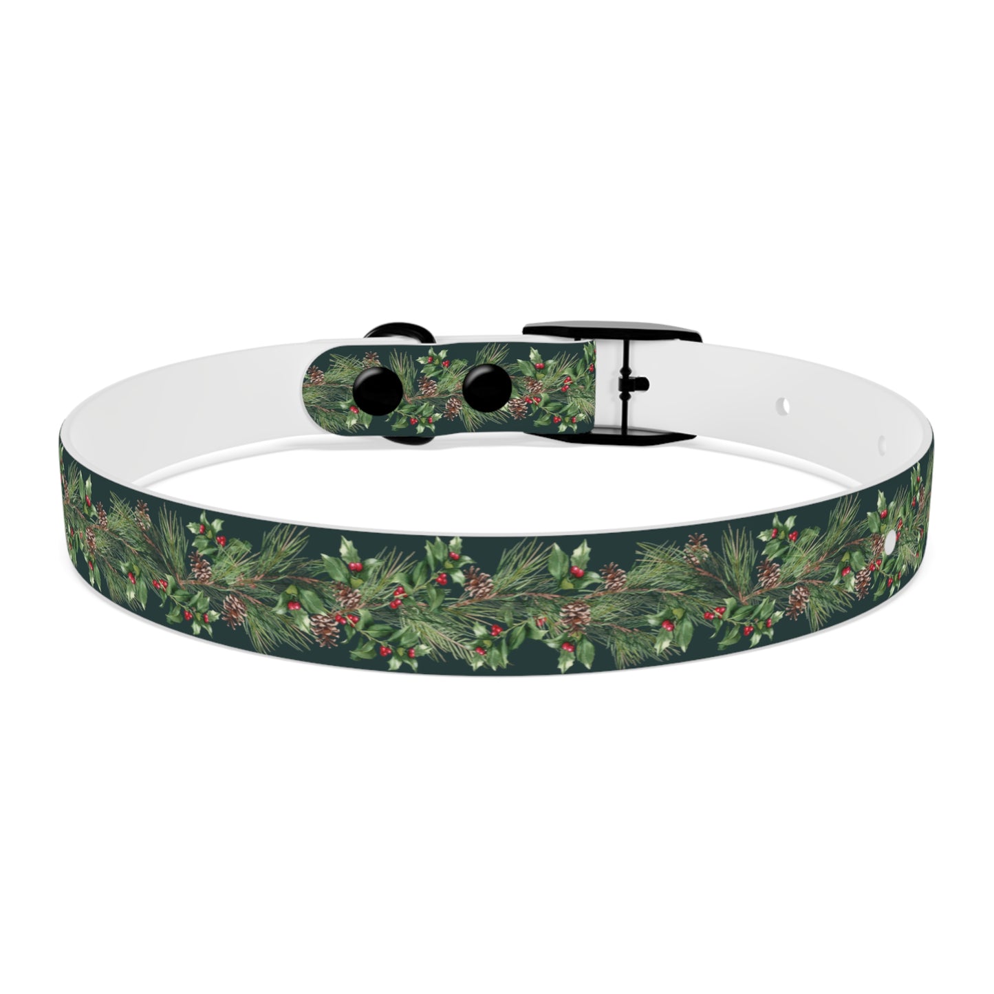 Winter Holly Berry Pinecone Dog Collar