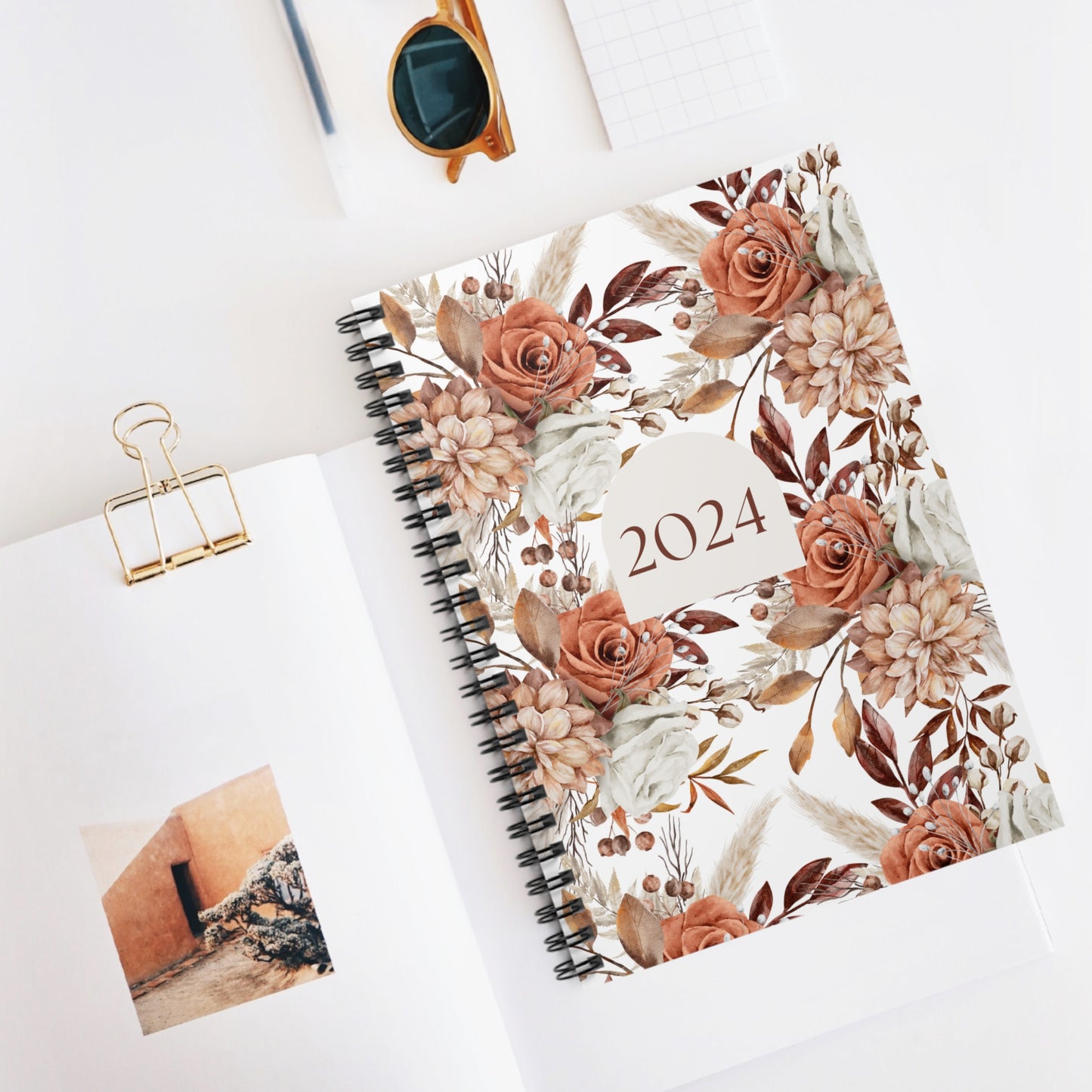 2024 Floral Spiral Notebook - Ruled Line