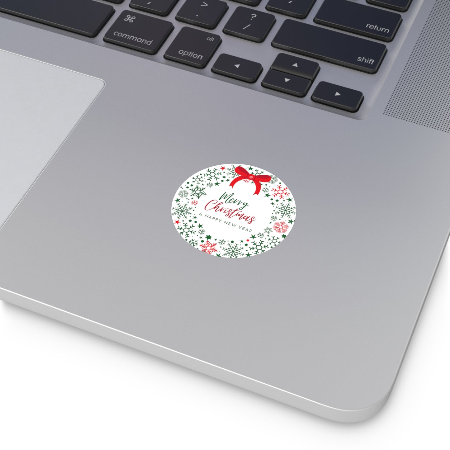 Merry Christmas & Happy New Year Round Vinyl Stickers