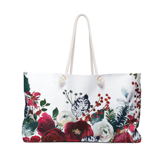 Winter Floral All Over Pattern Weekender Bag