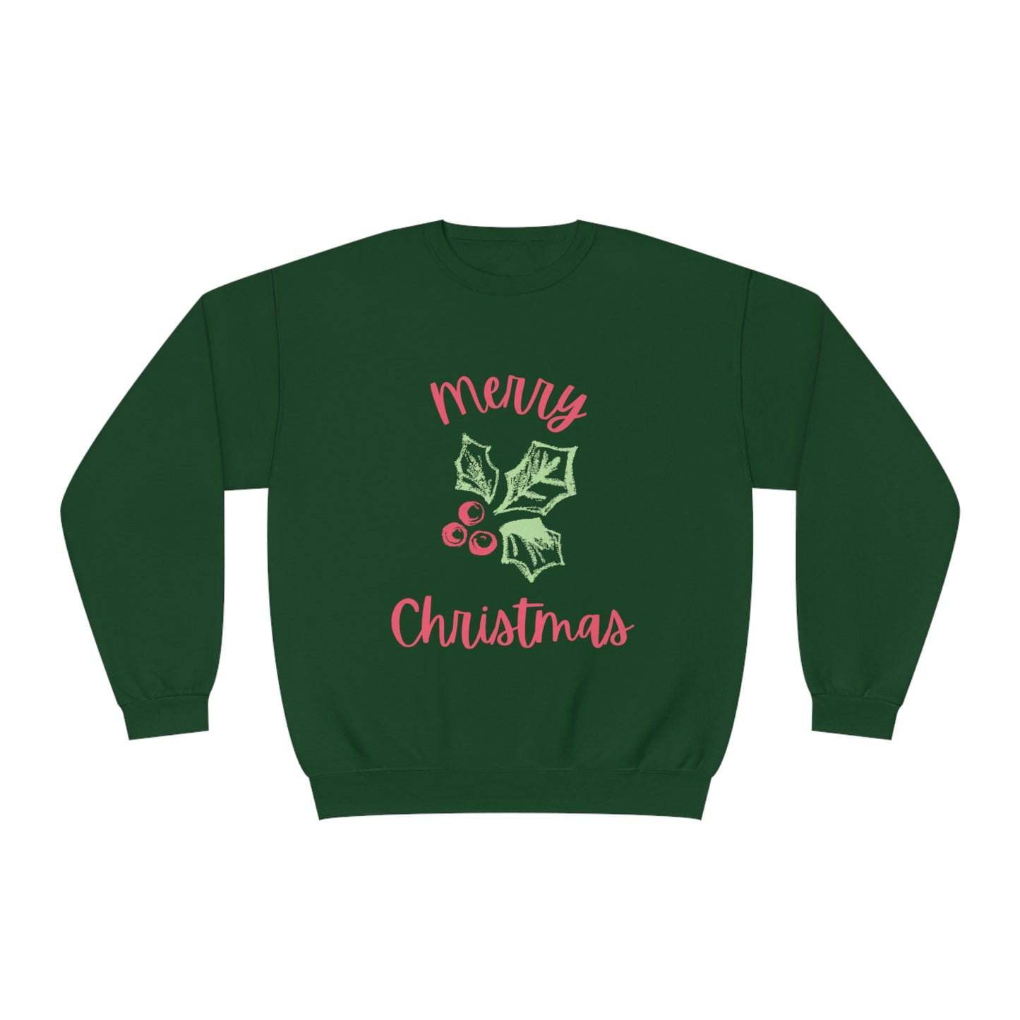 Merry Christmas Holly Leaf Unisex NuBlend® Crewneck Sweatshirt